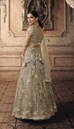 Grey Net antique zari embroidered Lehenga - Image 3