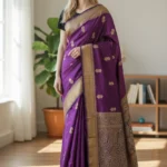 Purple Malai Silk Saree