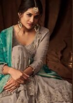 Teal & Grey Georgette Sharara - Image 2