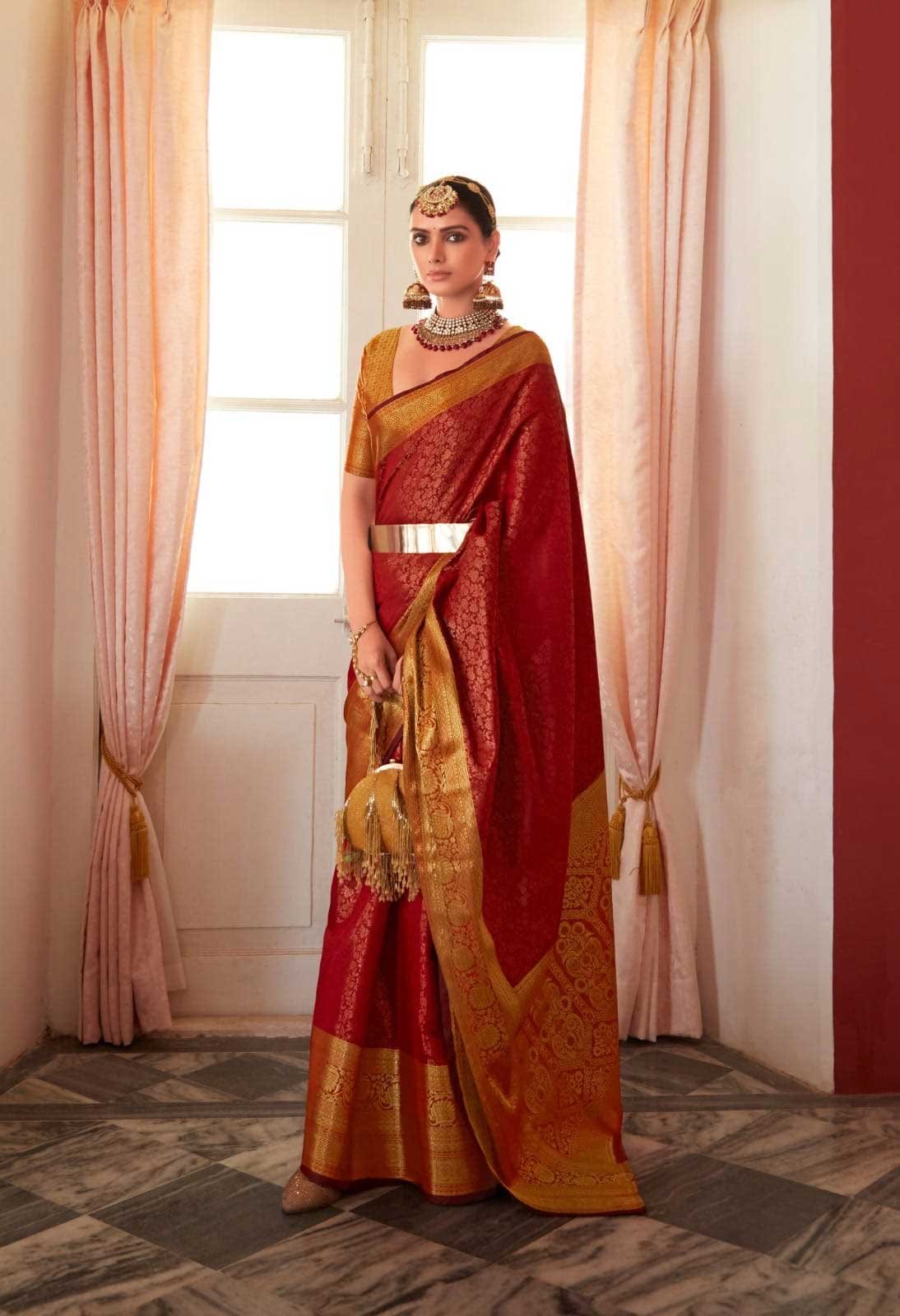 Red Kanchivaram silk saree