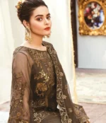 Brown Net Suit with heavy embroidery - Image 2