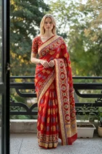 Multicolor Block Print cotton saree