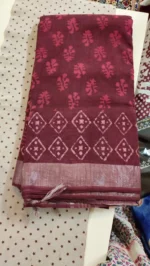 Block Print Linen saree - Image 3