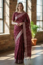 Block Print Linen saree