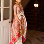 Off White & Red Paithani Silk Saree