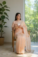 Beige Tepchi Chikankari Saree - Image 2