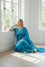 Blue Chikankari Saree - Image 2