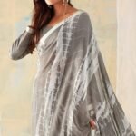 White & Grey Georgette saree
