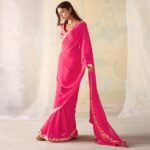 Pink Georgette saree