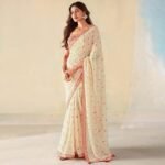 Cream Georgette saree