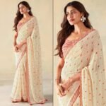Cream Georgette saree - Image 2
