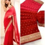 Red & Pink Georgette Saree