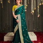 Bottle Green Dola Silk saree