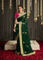 Bottle Green Dola Silk saree