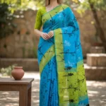 Blue and Yellow Mul Cotton saree
