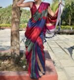 Multicolor Khadi Cotton  Saree