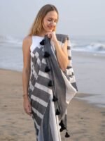 Grey & White  Khadi Cotton  Saree