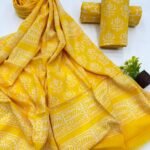 Beautiful Hand block Printed Cotton suits with mulmul cotton Dupatta